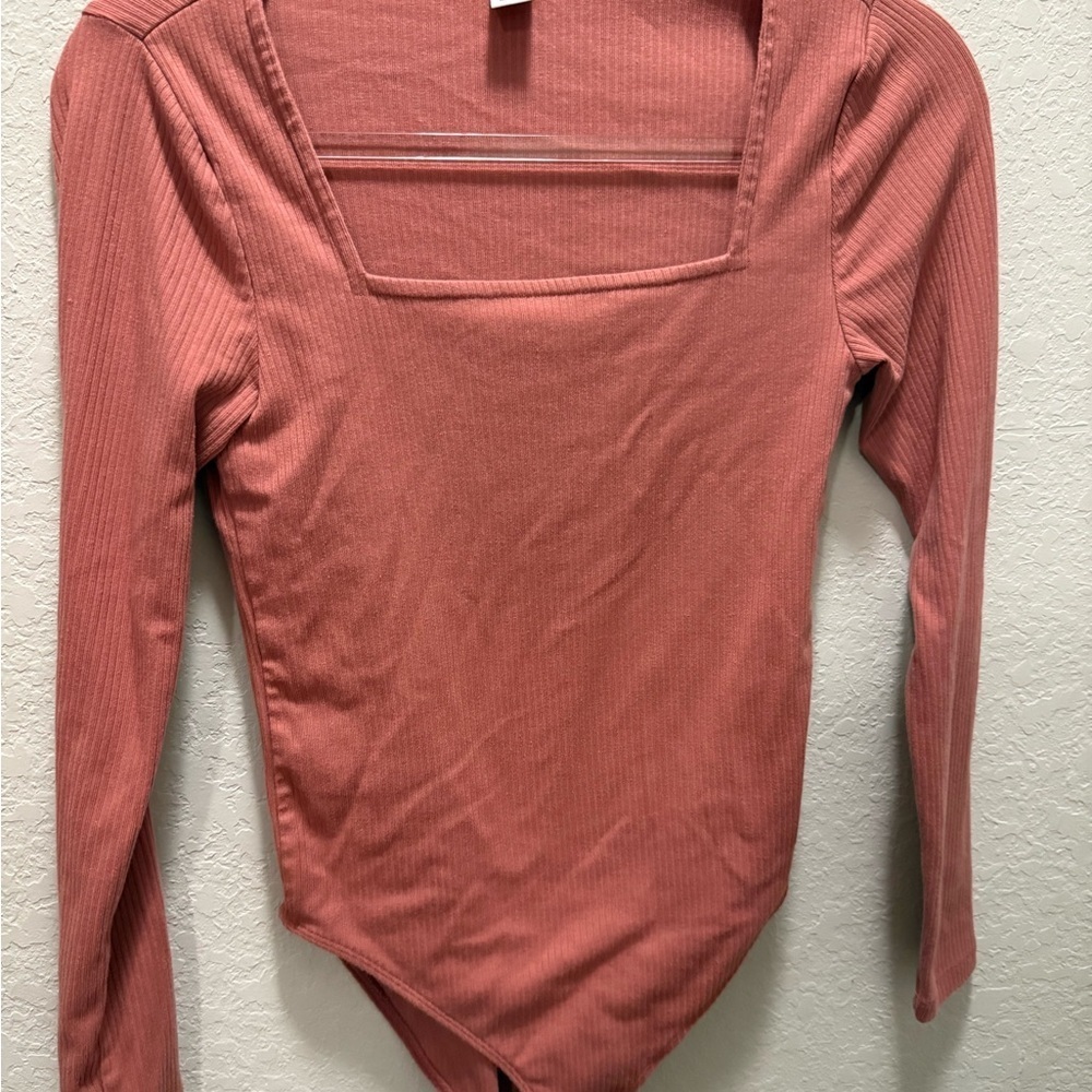 Old Navy Rose  Pink Ribbed Fitted Bodysuit Size Small